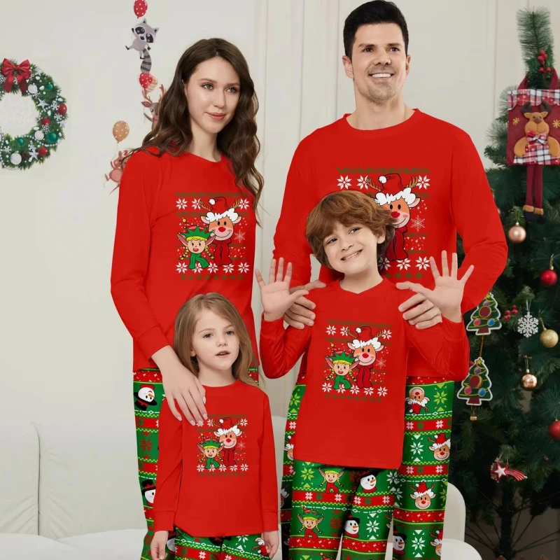 Holiday Party Set Adults Kids 2 Piece Sleepwear Pajamas Christmas Grinch Set Family Matching Christmas Pajamas