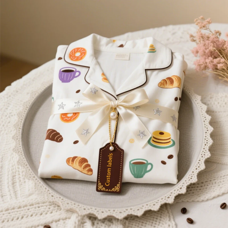 Home Wear Loungewear Support Sample 100 Cotton Spring And Summer Printing Pajamas For Women Set