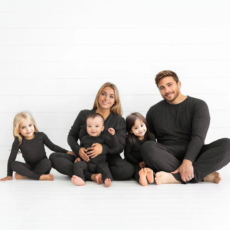 Hongbo Mom Dad and Me Pjs Set Cotton Customize Blanks Bamboo Spandex Christmas Family Matching Outfits Pajamas