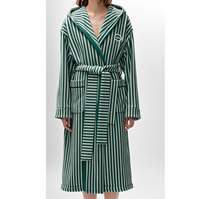 Hooded Bathrobe Cotton Yarn Dyed Unisex