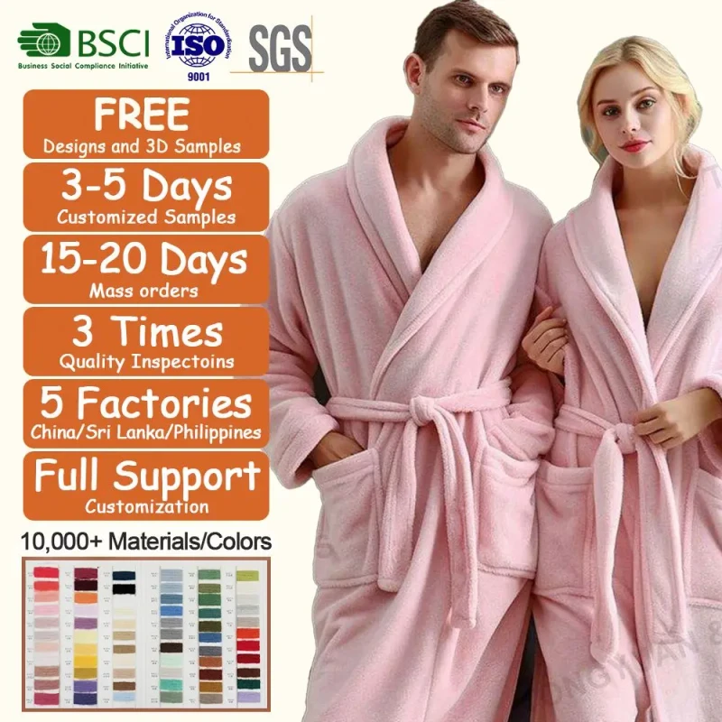 Hooded Terry Cloth Robes Womens Bathrobe Fleece Bathrobe Robe Men's Sleepwear Microfiber Hotel Bathrobe With Hood