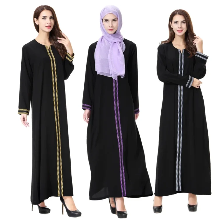 In-Stock-Womens-Abaya-Robes-Vintage-Style-Ankle-Length-Long-Sleeve-Daily-Wear