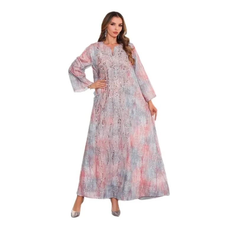 In-stock-Muslim-Womens-Dress-Middle-Eastern-Abaya-Elegant-Fashionable-Printed-Sequin-Robe-Organza-Fabric-Faux-Fur-Garment-Dyed