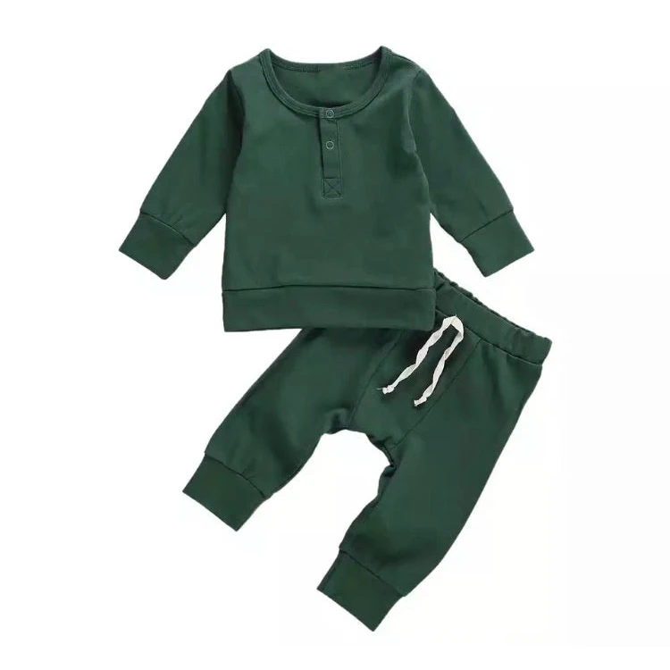 Infant-Baby-Boys-Girls-Casual-Cozy-Ribbed-Cotton-Pullover-Top-Pant-Pajamas-Set-Toddler-Lounge-Wear-Set