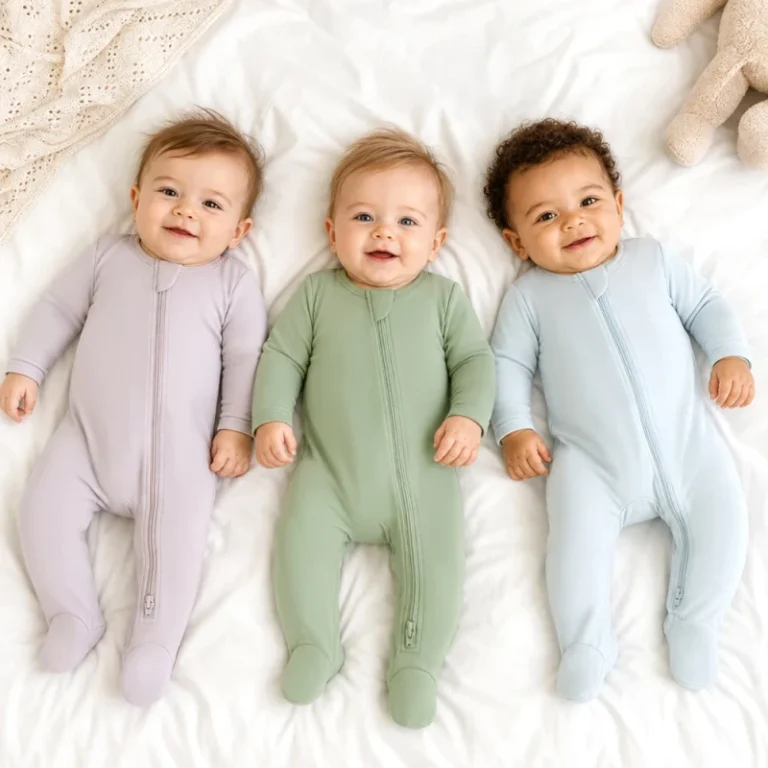 Infant-Footie-Jumpsuit-Foldover-Mitten-Cuffs-Two-Way-Zipper-Toddler-Sleepsuit-Bamboo-Fiber-Baby-Pajamas