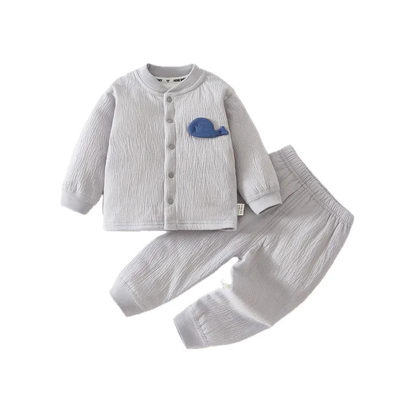 Infant Toddler Cotton Padded Pajama Set Separate Piece Outfit for Baby Boys Girls Lightweight Undershirt Korean Style