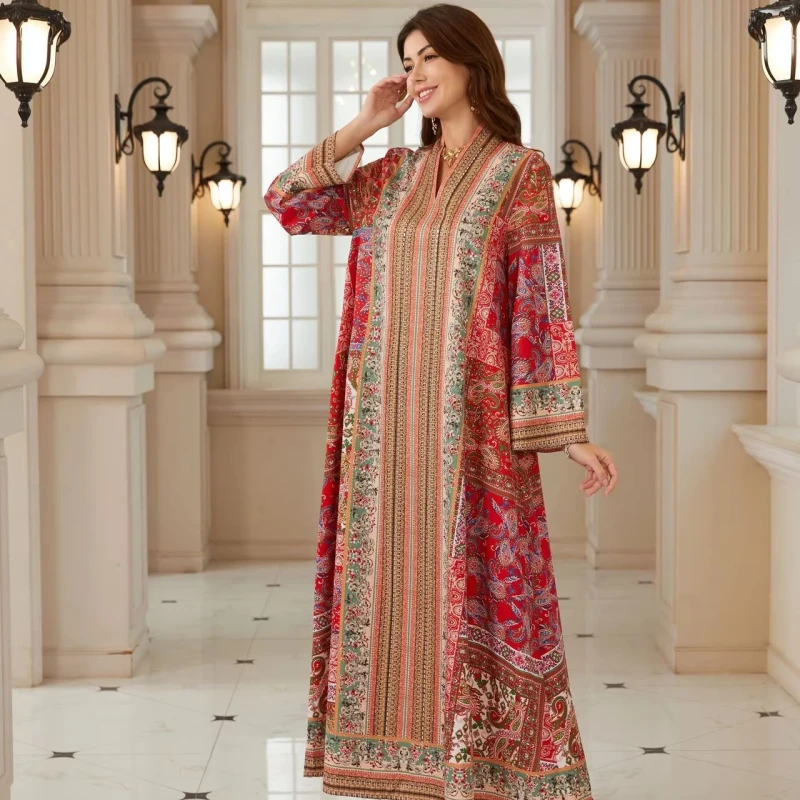 Islamic Women's Abaya Traditional Saudi Arabian Gulf Patterned Breathable Elegant Floor Length