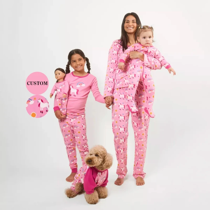KERUI Customized Printed Parent-child Pajamas Combination Adult Kids Sleepwears Family Sets Eco-friendly Bamboo Fiber Pjs Suits