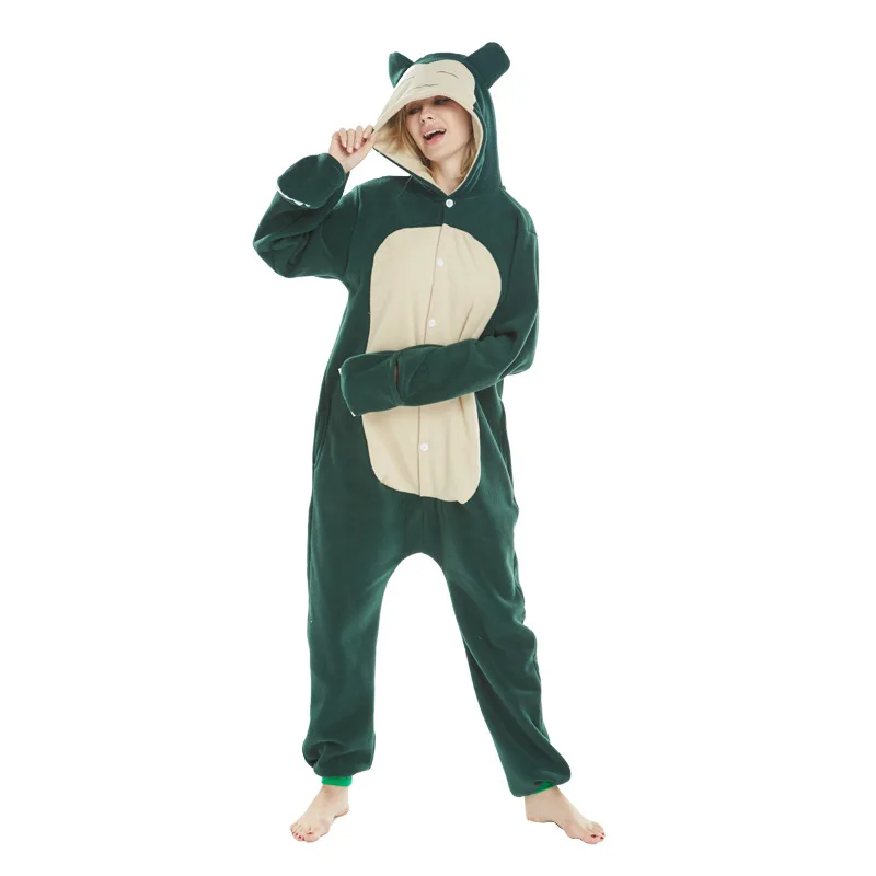 Kapi Animal Cartoon Onsies Adult Onesie Jumpsuits With Fleece and Long Sleeves for Lover Sleep Wear Onesies