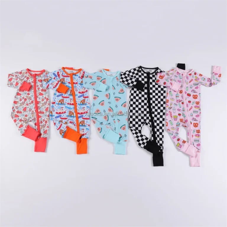 Kids-220-240-260-GSM-Bamboo-Jumpsuit-Girl-Pajamas-Newborn-Baby-Girl-Sleeper-Toddler-Bodysuits-Double-Zipper-Romper-1
