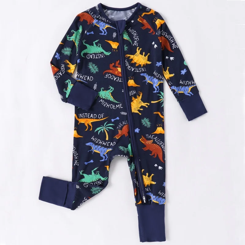 Kids Clothing Breathable Toddler Bamboo Fabric Baby Zipper Romper Ready to Ship Baby Pajamas Newborn Sleepwear