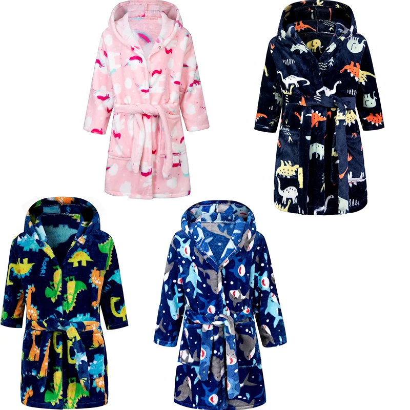 Kids Girls Hooded Bathrobes Custom Cartoon Animal Kids Boys Girls Hooded Bathrobes Soft Oversize Bath Robe
