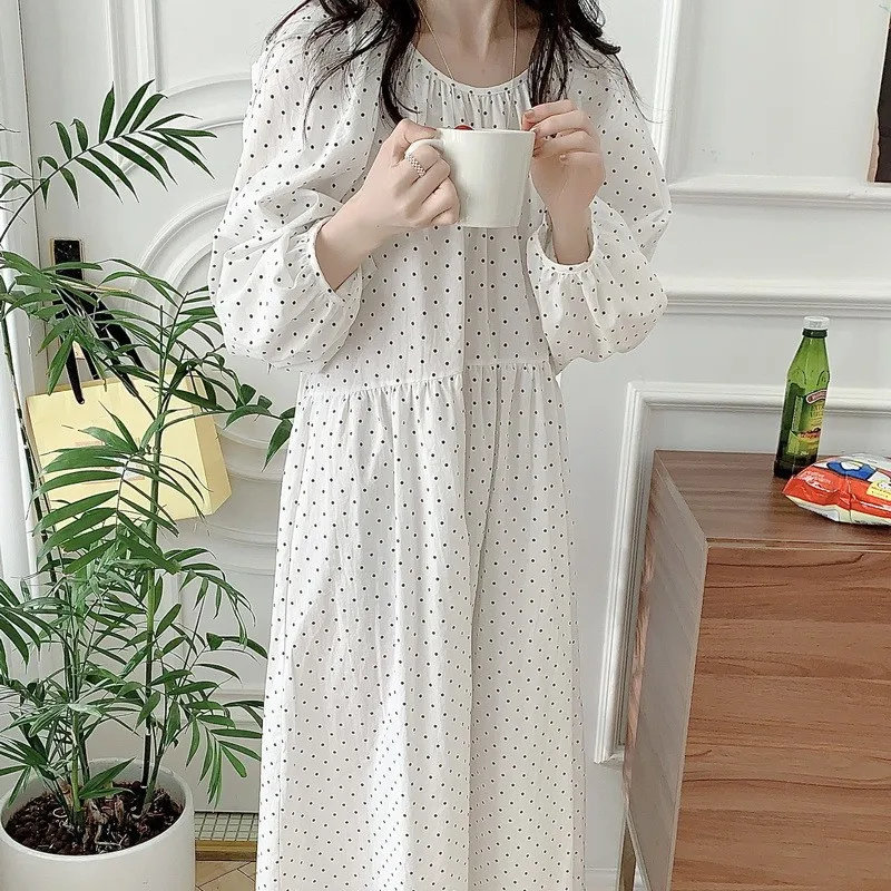 Korean Style ins Early Spring Women's Nightdress High-end Backless Loungewear Sweet Princess Style Loose Sleepwear for Women