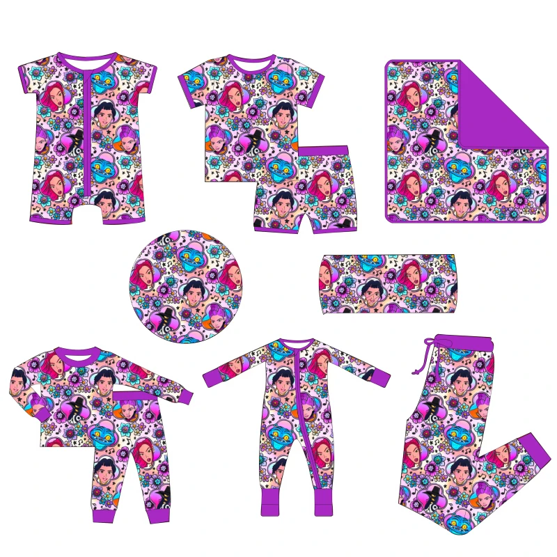 Kpop Monster Bamboo Mommy and Me Outfits Women Jogger Pant Kids Pajamas Zippy Baby Blanket Kpop Demon Hunters Bamboo Clothes Set