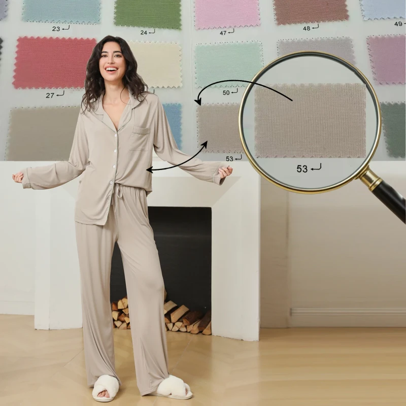 LM-2 New Design Factory Direct Wrinkle Resistant Modal Fiber Plus Size Solid Plain Dyed Pajamas Family Matching