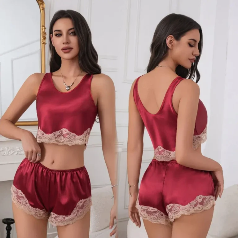 Lace-Camisole-Nightgowns-Pajamas-Uniform-Homewear-Manufacturer-Lingerie-Set-Trim