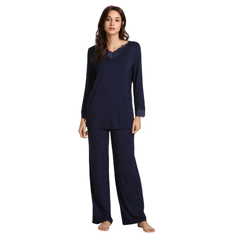 Lace Hem Women's Sleepwear Pajamas Sets Pyjama