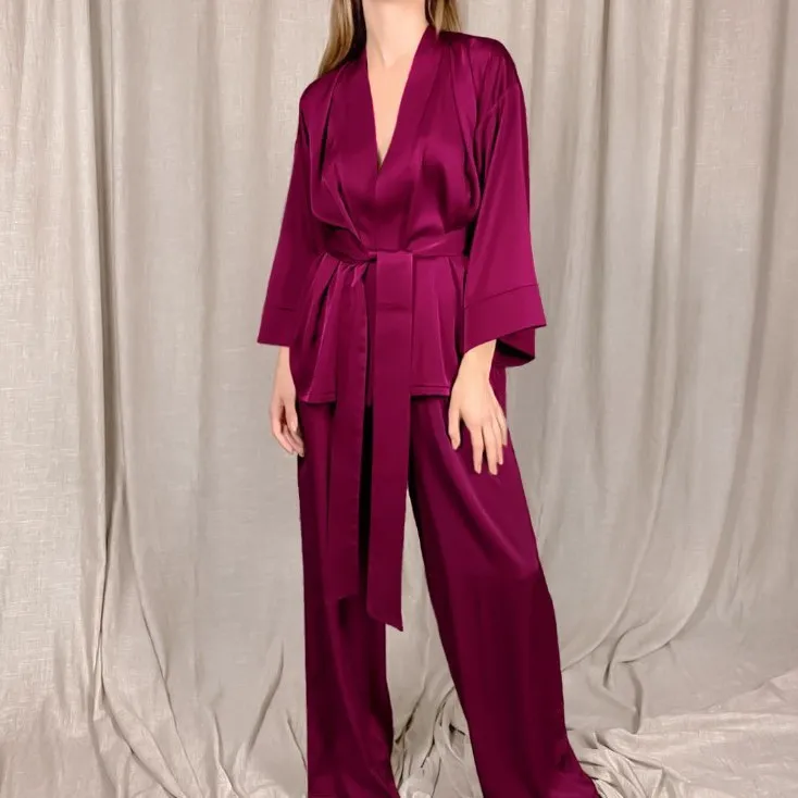 Ladies 1 Piece Summer Breathable Soft Home Loungewear Sets Tops Pants Loose Pajamas Sexy Robe Sleepwear for Women