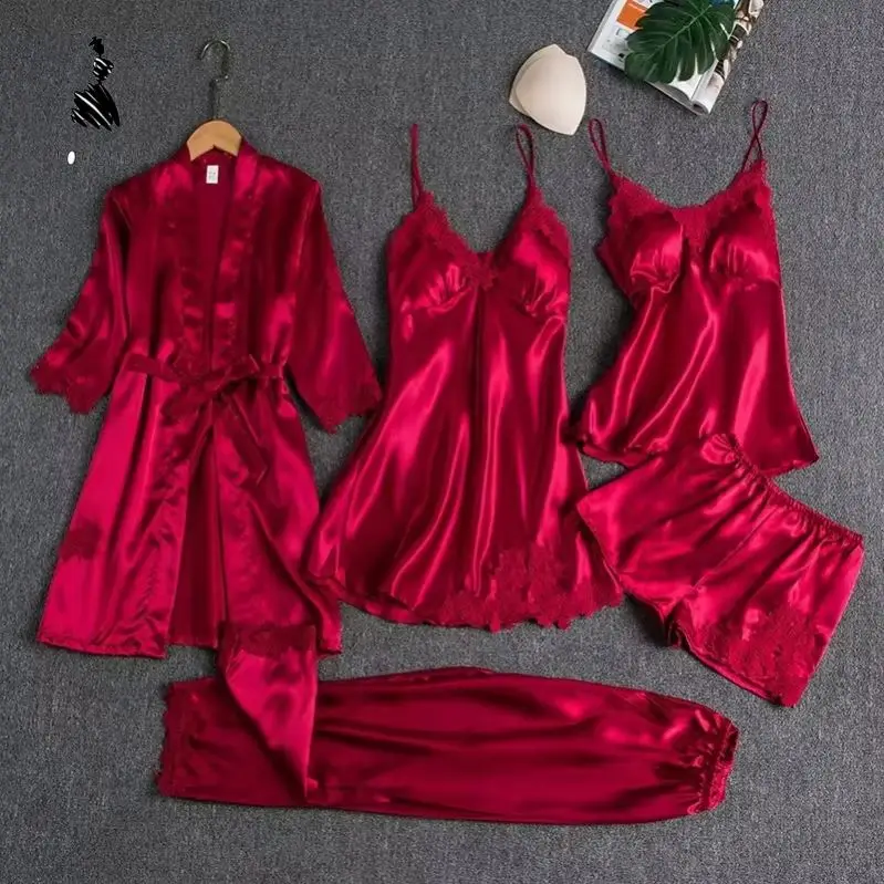 Ladies Lace Halter Print Spandex Women's Sleepwear Set Loose Comfortable Home Wear Ladies Breathable Pajamas Set