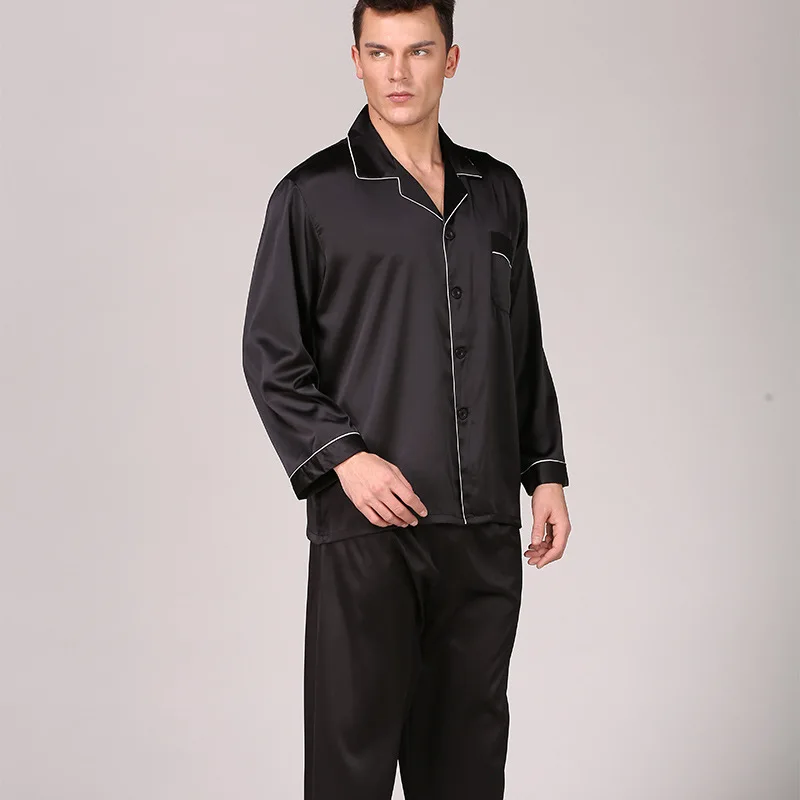 Large Size Men's Casual Summer Silk Pajama Set Breathable Household Clothing for Home Use Solid Color