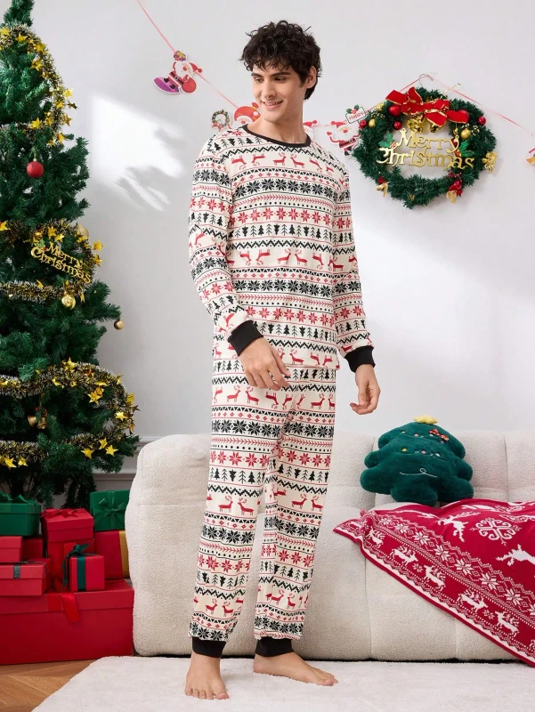 Latest Design OEM Customized Fall Warm Winter Breathable Men's Christmas Pajamas