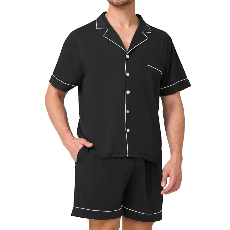 Lightweight Bamboo Men's Pajamas Custom Loungewear Pj Shorts Set for Men Adult Pyjama Comfy Lounge Sets