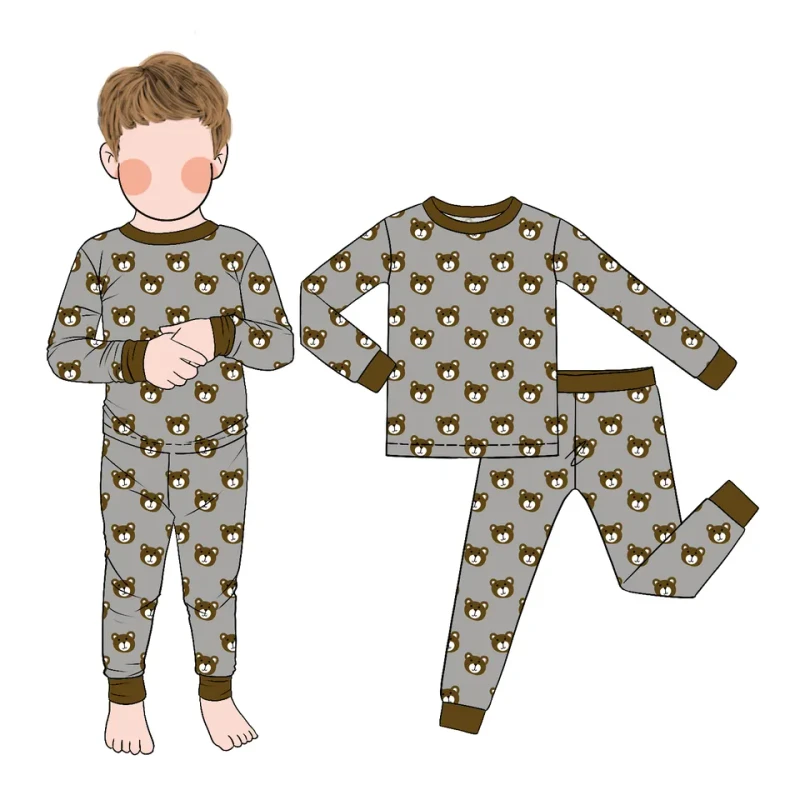 Little Glow Kid Good Quality Promotional Fashion Baby Boy Skin Friendly Comfort Long Sleeve Pants Autumn Kids Sleepwear Set