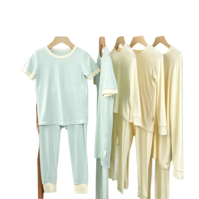 Little-Little-Class-Custom-Solid-Bamboo-2-Piece-Toddler-Pajama-Set-O-Neck-Collar-for-Family-Matching