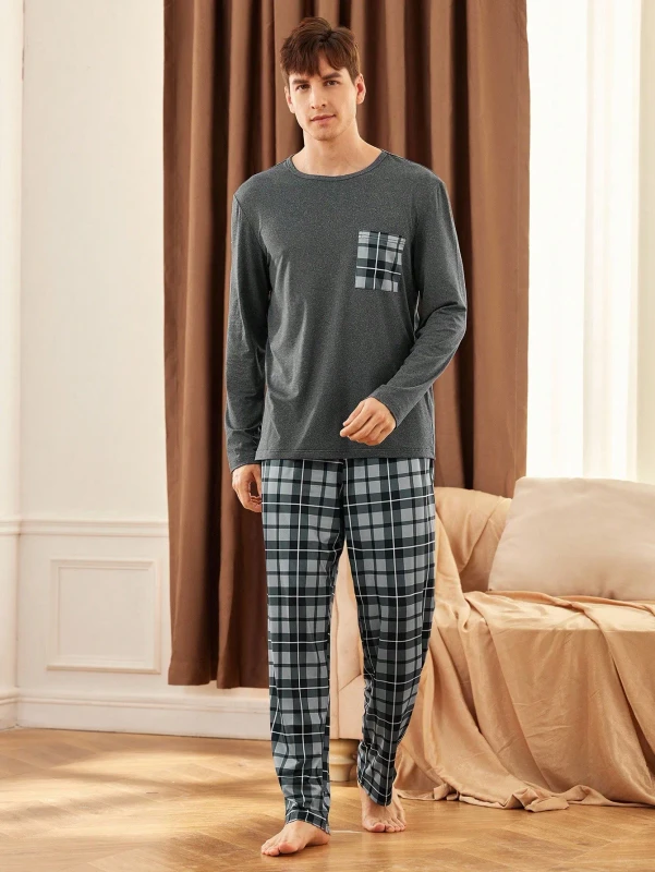 Long Sleeve Custom Sleepwear Lightweight Men's Pajamas Set