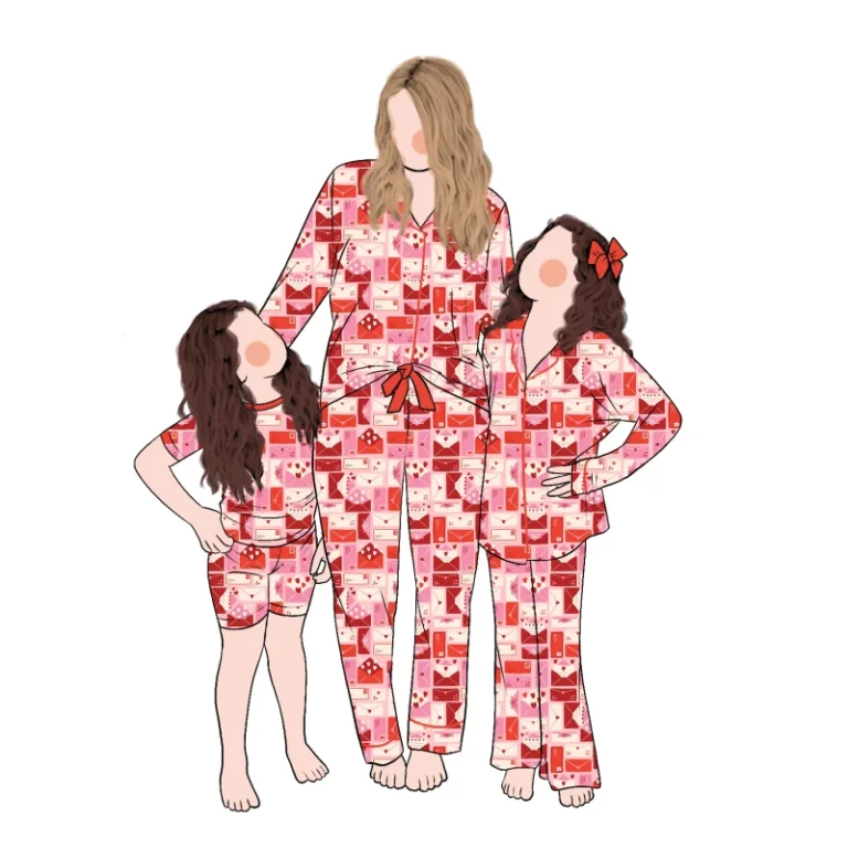 Long-Sleeve-Mom-and-Me-Family-Matching-Pajamas-Customized-2pcs-Bamboo-Custom-Parent-Child-Clothing