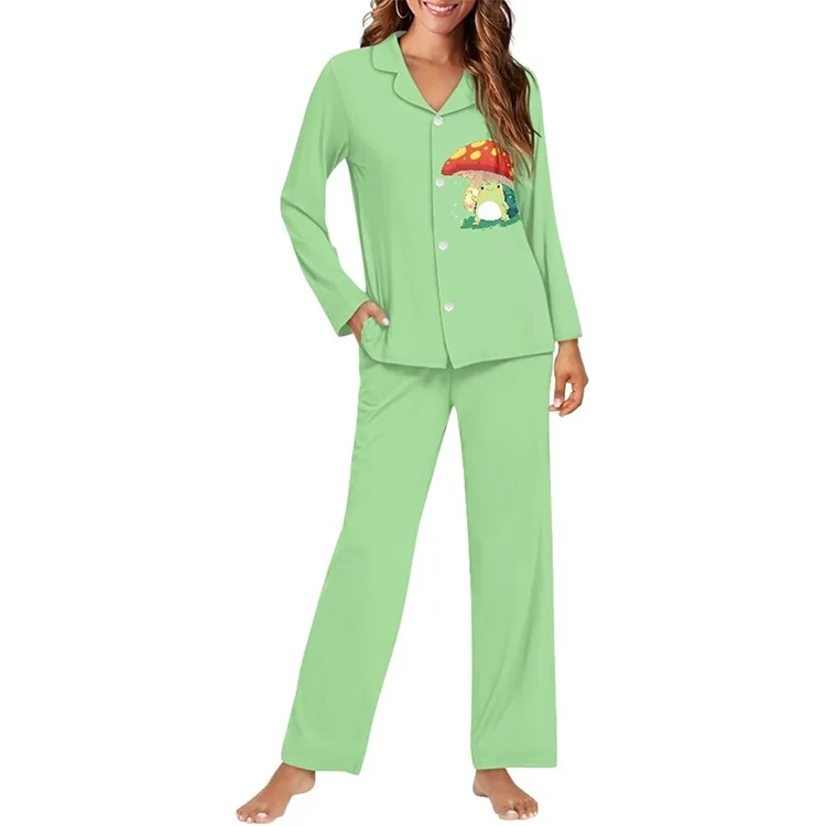 Loose Women's Winter Pajama Sets Cute Premium Quality Sleepwear Ladies Pajamas Two Pieces Custom logo Label Pattern Super Soft