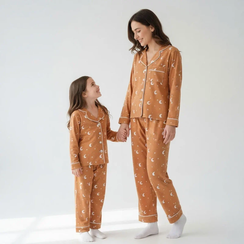 Lounge Wear Summer Autumn Kids Sleepwear Fashion Printing Matching Family Bamboo Pajamas Set Home Wear Baby Clothing