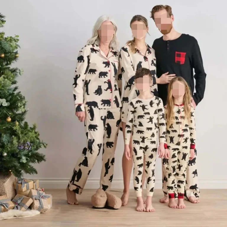 Lovelyshine-Manufacturer-Support-Custom-Logo-Patterns-Two-Piece-Sleepwear-Family-Matching-Pajamas