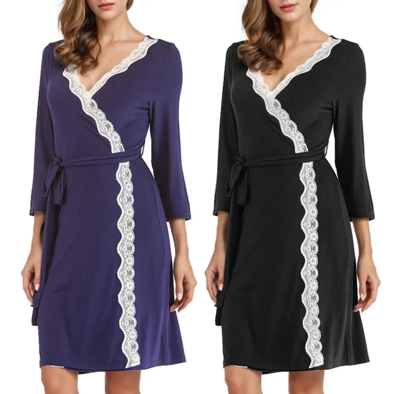 Luxury-Cotton-Blend-Knee-Length-Nightgown-Eco-Friendly-Sleepwear-Soft-Loungewear-Women-Sleep-Robe