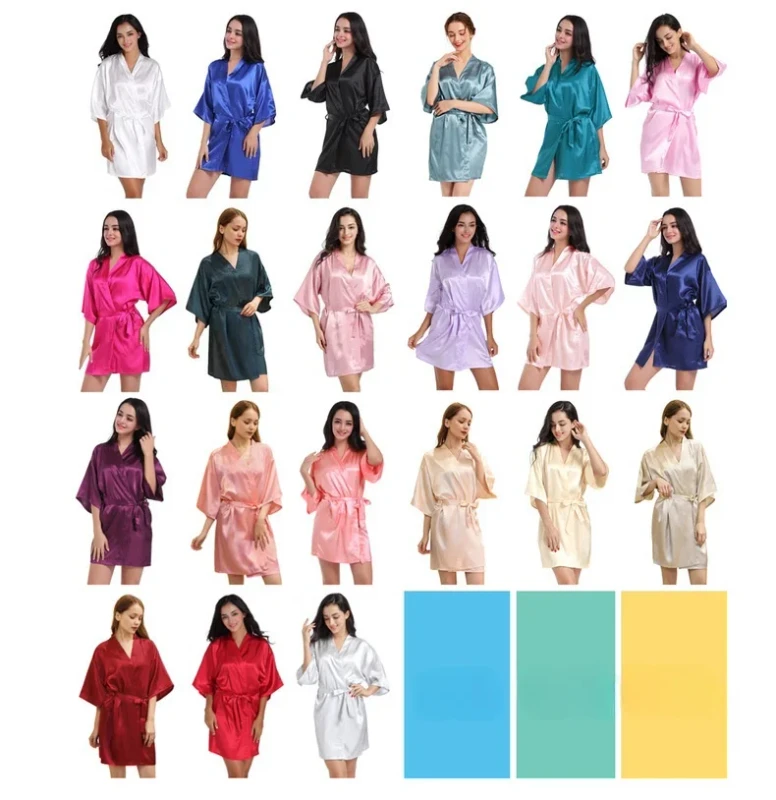 Luxury Dressing Gown Bridesmaid Robes Soft Smooth Satin Robes Luxury Digital Printed logo Women's Sleepwear Pajamas