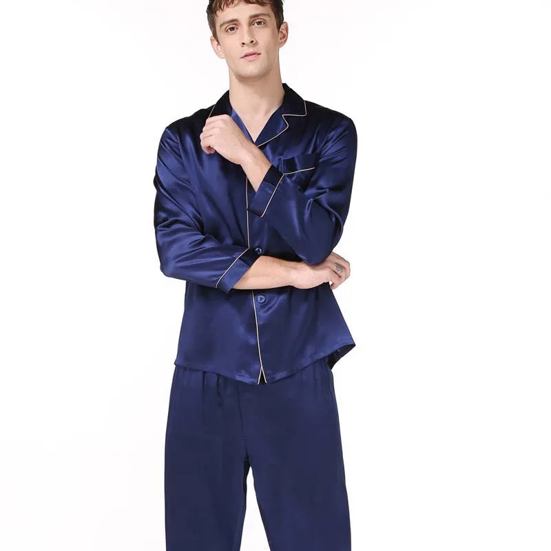 Luxury Factory Direct Real Silk Men's Pajama Pant Set Private Label 6A Grade Mulberry Silk Nightwear Set
