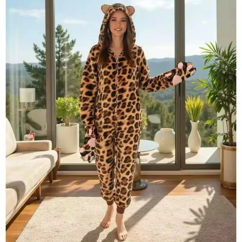 Luxury Hallowmas Animal Loungewear Womans Rompers Fleece Grey Onesie Pajamas