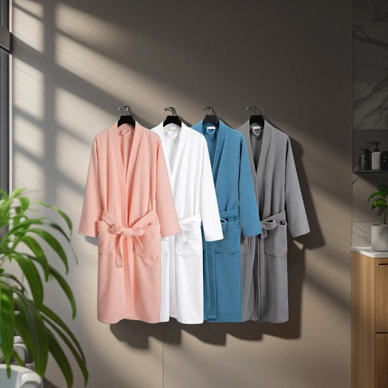Luxury Men's Sleepwear Custom Color High Quality Velour Bathrobe and Robe Set for Hotel Use