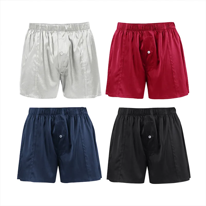 Luxury Mulberry Silk Satin Pure Color 19 MM Men's Boxers Pure Silk Underwear Comfortable Boxer Briefs