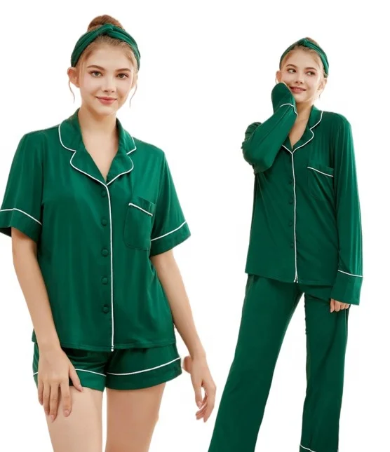 Luxury OEM Sexy Satin Silk Women's Pajamas Nightwear Plus Size Elastic Waist Customizable Sizes Winter Family