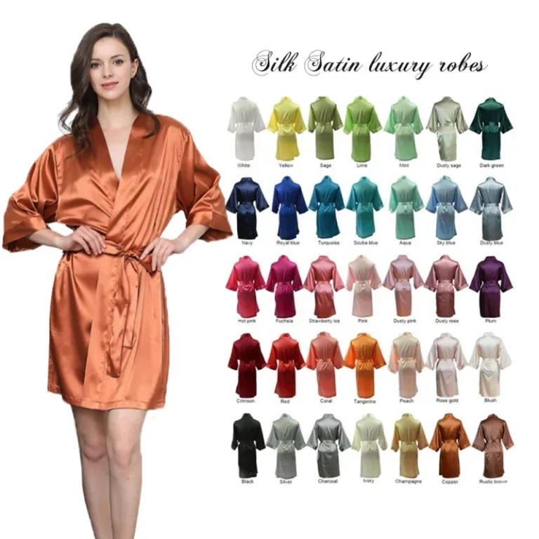 Luxury-Soft-Solid-55-Colors-Stock-Short-Satin-Bridal-Bridesmaid-Kimono-Wedding-Robes-Spa-Party-Womens-Sleepwear