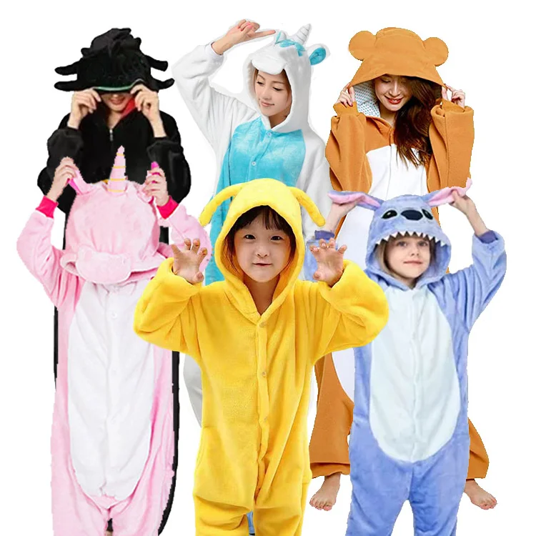 Manufacture Family Christmas Pajamas Cartoon Animal Toothless Kigurumi Onesie Sleepwear Leopard Lounge Wear Children Boys Girls