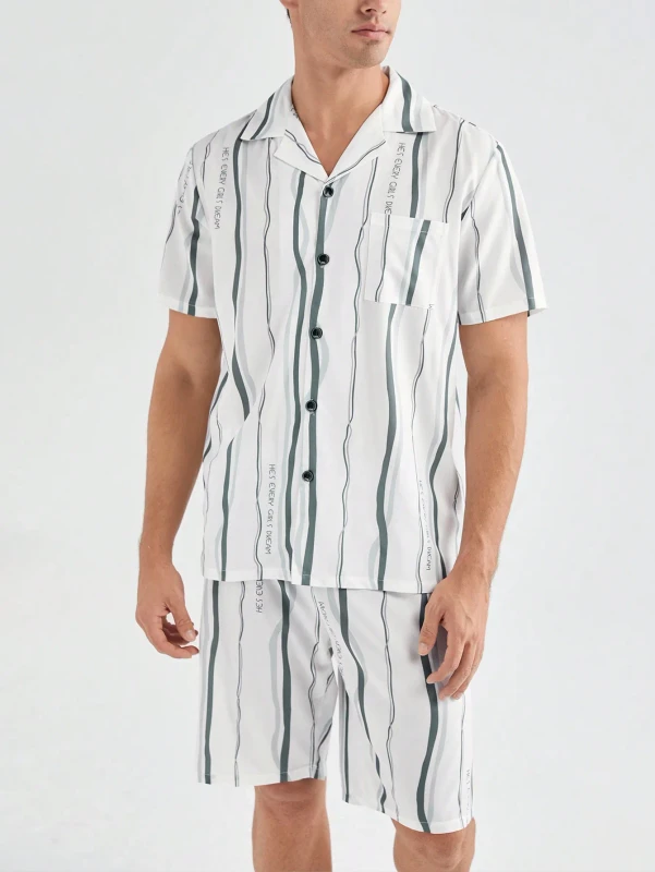 Manufacturer Direct Summer 2 Piece Pajamas Set Men'S Sleepwear for Home