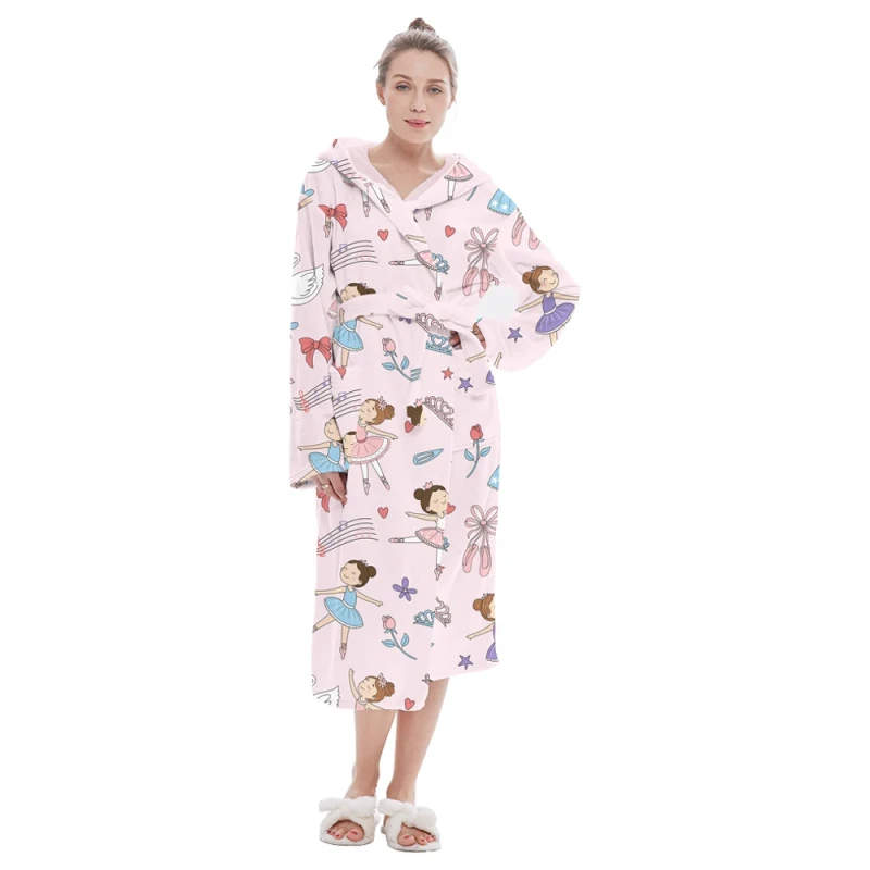 Manufacturers Custom Size Soft Plain Black Unisex Robe Plus Size Pajamas Printed Flannel Bathrobe