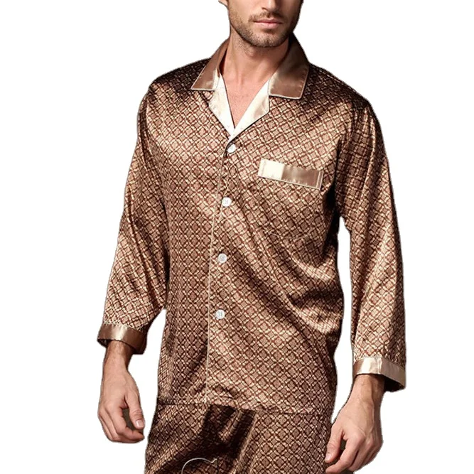 Manufacturers Customize Pyjamas Set Men Spring Autumn Satin Thermal Long Sleeved Sleepwear Plus Size Summer Home Clothes XXXL