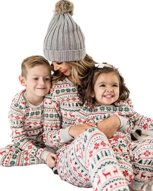 Matching-Family-Christmas-Pajamas-Set-Deer-Pajamas-Sets-Long-Sleeve-Christmas-Sleepwear