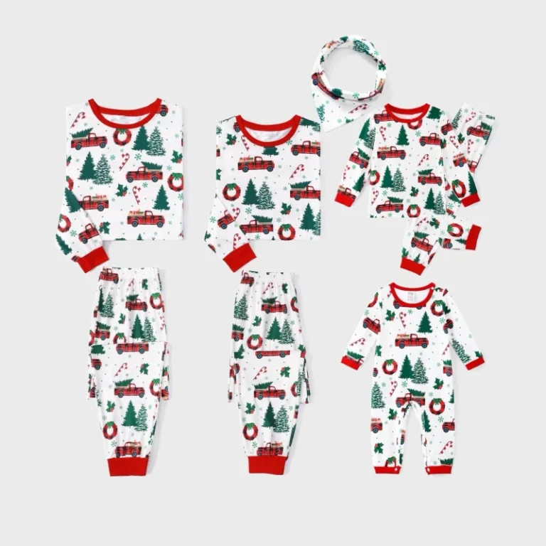 Matching-Family-Pajamas-Sets-Christmas-Letter-and-Plaid-Printed-Long-Sleeve-Tee-and-Bottom-Loungewear