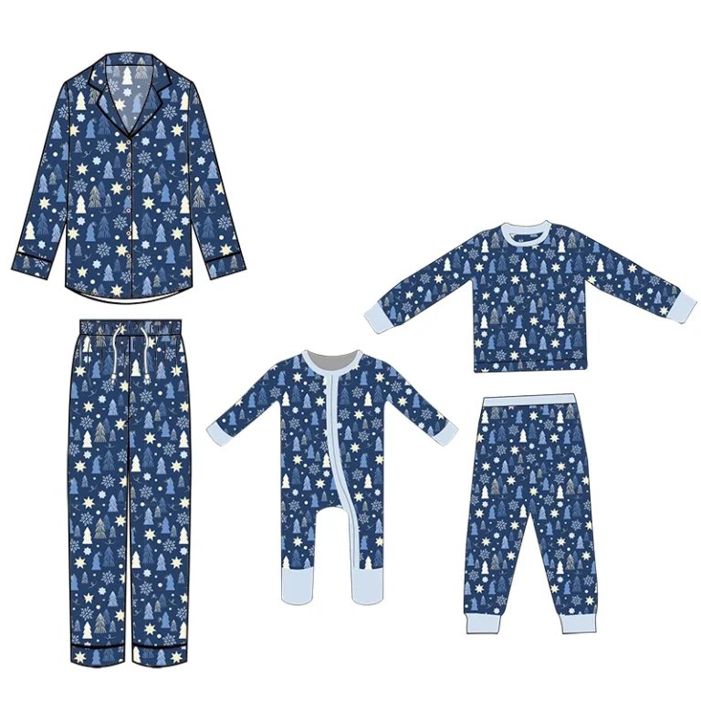 Matching-Sleepwear-for-Family-Christmas-Pajamas-Mommy-and-Me-Pyjamas-Bamboo-Women-Homewear-Family-Lounge-Wear