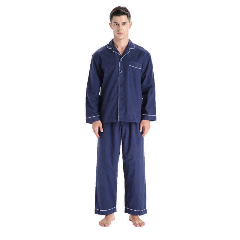 Men Casual Breathable Modal Pajamas Set Long Sleeve Turn Down Collar Solid Color Knitted Loungewear