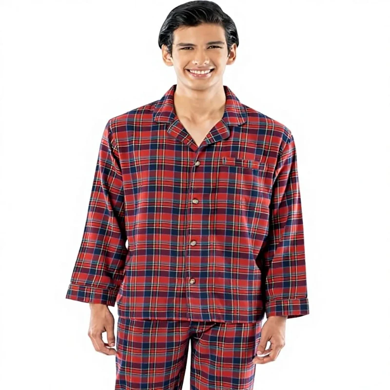 Mens 100Cotton Flannel Pajama Sleep Set